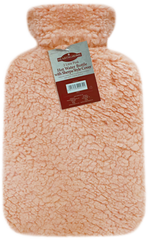 Hearth & Home Hot Water Bottle With Sherpa Style Cover 2L Pink