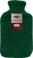 Hearth & Home Hot Water Bottle With Thick Knitted Cover 2L Green