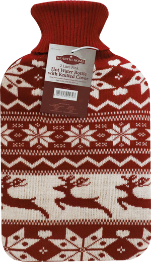 Hearth & Home Hot Water Bottle With Winter Design Cover 2L