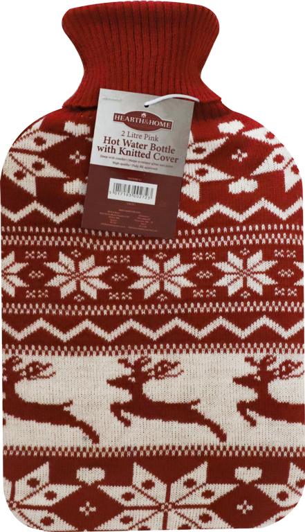 Hearth & Home Hot Water Bottle With Winter Design Cover 2L