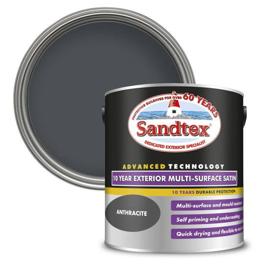 Sandtex 10 Year Exterior Multi Surface Satin 2.5L Anthracite