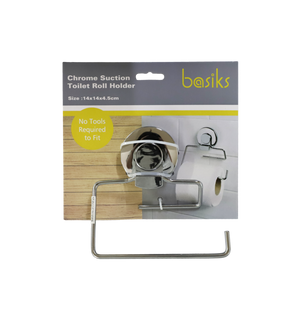 Basiks Suction Toilet Roll Holder Chrome