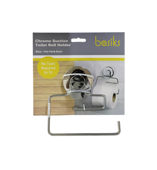 Basiks Suction Toilet Roll Holder Chrome