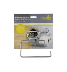 Basiks Suction Toilet Roll Holder Chrome