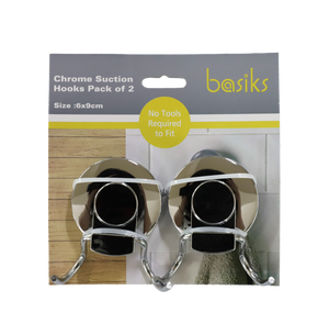 Basiks Suction Hooks Pack 2 Chrome