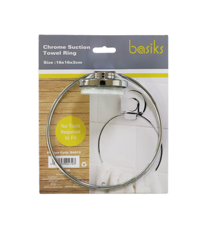 Basiks Suction Towel Ring Chrome
