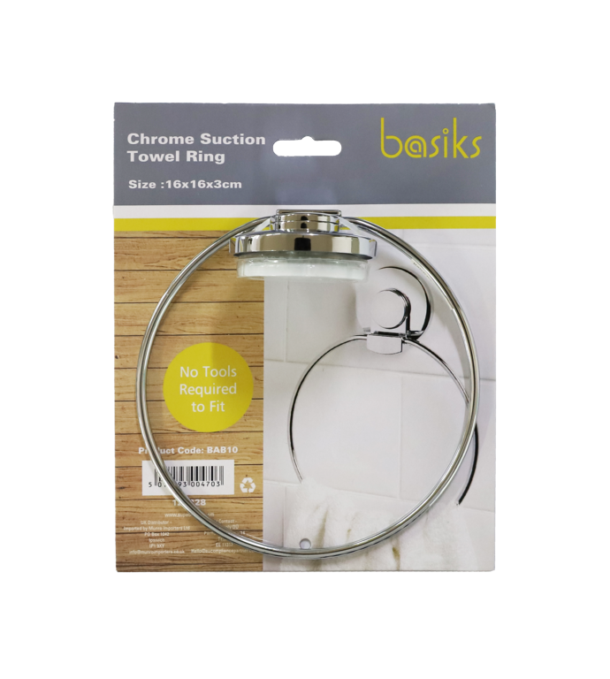 Basiks Suction Towel Ring Chrome