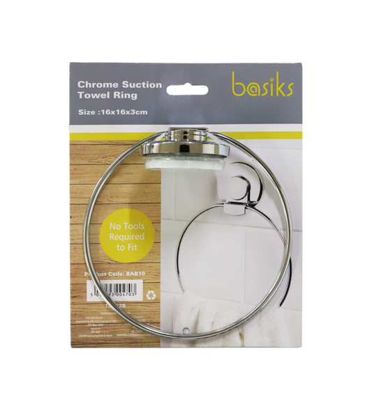 Basiks Suction Towel Ring Chrome