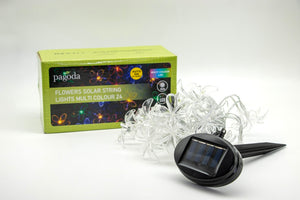 Pagoda Flowers Solar String Lights Multi Coloured 24 LEDs