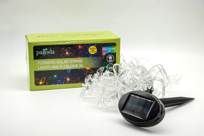 Pagoda Flowers Solar String Lights Multi Coloured 24 LEDs
