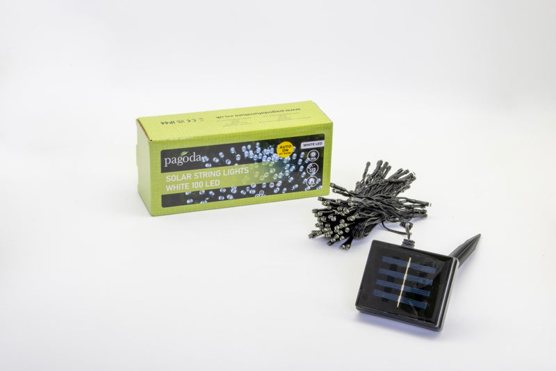 Pagoda Solar String Lights 100 White LEDs
