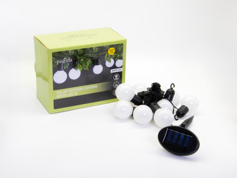 Pagoda Solar Festoon Lighting 10 LEDs White