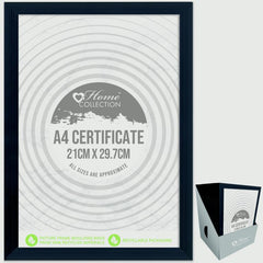 I G Design Cambridge Black Certificate Frame With Glass A4