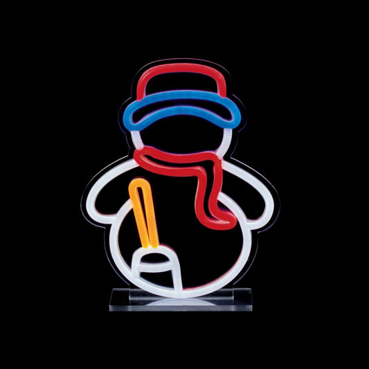 Premier 25cm Snowman Table Top Lit Neon Sign Indoor Christmas Holiday Decor