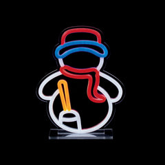 Premier 25cm Snowman Table Top Lit Neon Sign Indoor Christmas Holiday Decor