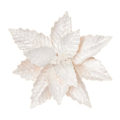 Premier Silver Metallic Poinsettia Clip On 30cm