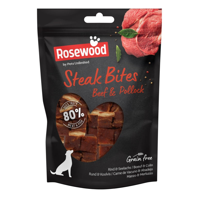ROSEWOOD Steak Bites Beef Dog Treats 100g