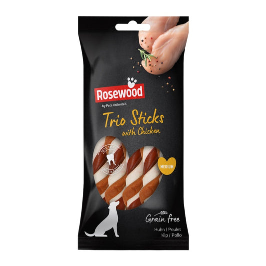ROSEWOOD Trio Stick With Chicken Dog Treats Medium
