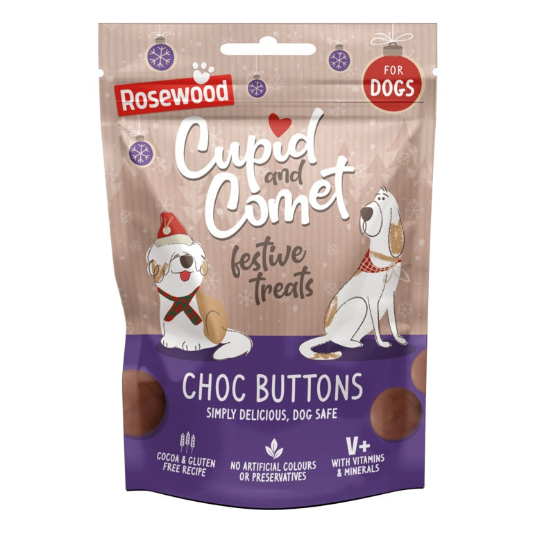 ROSEWOOD Choc Buttons Dog Treats 150g