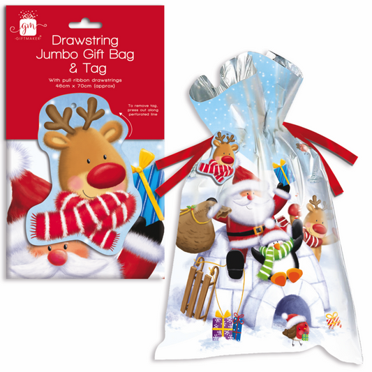 Ig Design Drawstring Jumbo Gift Bag & Tag Jumbo
