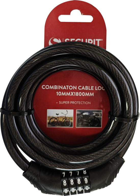Securit Combination Cable Lock 1.8m x 10mm