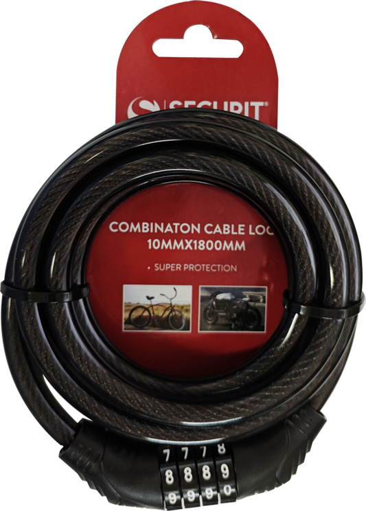 Securit Combination Cable Lock 1.8m x 10mm