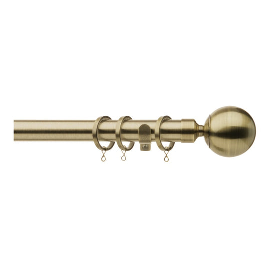 Jones Interiors Cosmos 28mm Metal Pole Kit Antique Brass 120cm