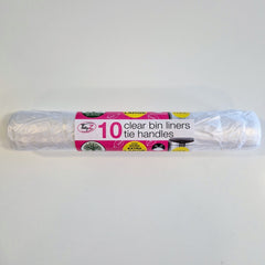 Tidyz Clear Bin Liners With Tie Handle 100L Roll 10