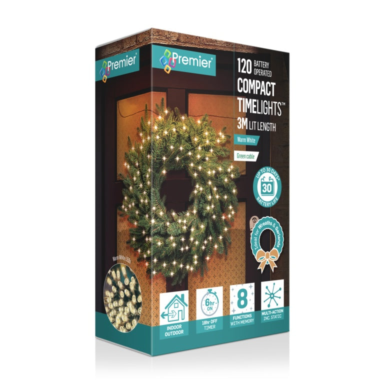 Premier 120 Multi Action Compact Timelights Warm White/ Green Cable