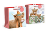 Giftmaker Highland Cow Christmas Gift Bag Square Xmas Present Woven Bag