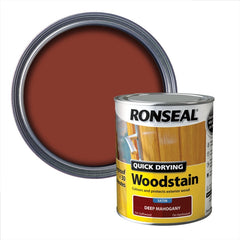 Ronseal Quick Drying Woodstain Satin 750ml Deep Mahogany