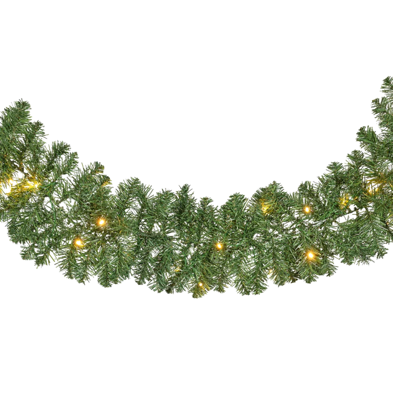 Kaemingk Imperial Garland Green With Warm White LEDs 270cm