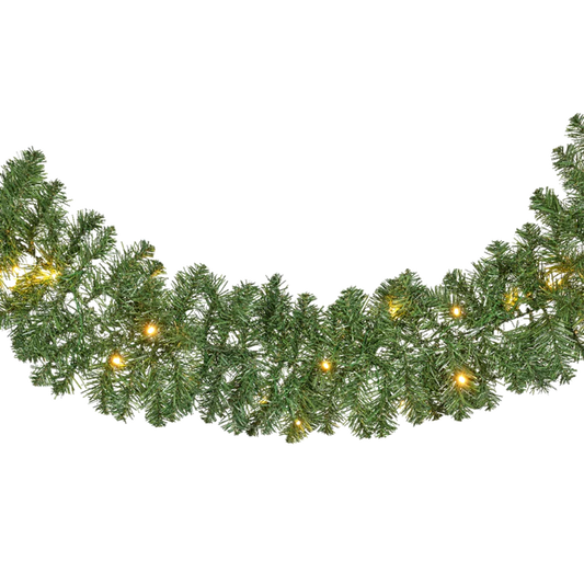 Kaemingk Imperial Garland Green With Warm White LEDs 270cm