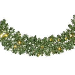 Kaemingk Imperial Garland Green With Warm White LEDs 270cm