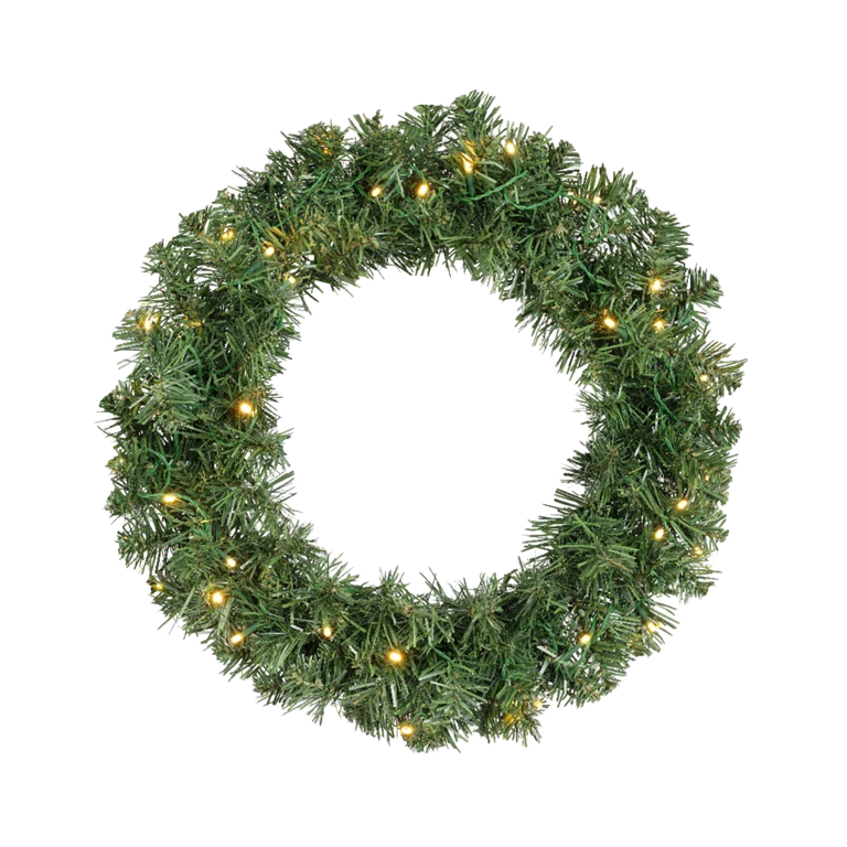 Kaemingk Imperial Wreath Green With Warm White LEDs 50cm