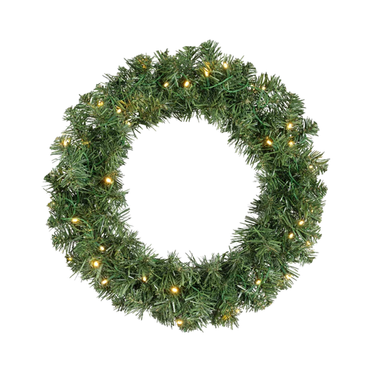 Kaemingk Imperial Wreath Green With Warm White LEDs 50cm