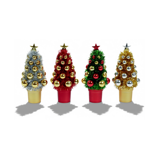 Premier Mini Tinsel Christmas Tree 21cm Assorted Festive Table Decoration