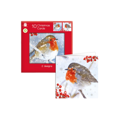 Ig Design Square Christmas Cards Pack 10 Robins