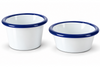 PUDDING BOWL BASIN FALCON TRADITIONAL ENAMEL PIE DISH BAKING OVEN WHITE BLUE TIN