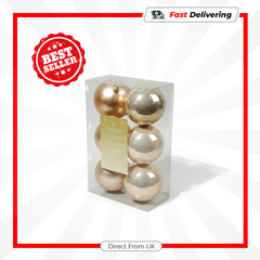 Kaemingk Plain Shatterproof Baubles Pearl 60mm Christmas Tree Ornaments 6 Pack