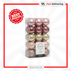 Kaemingk Shatterproof Plain Baubles 6cm Pink Assorted Christmas Tree Ornaments