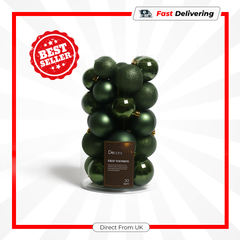 Shatterproof Baubles 6cm Pine Green Assorted Shiny Matt Glitter Christmas Decor