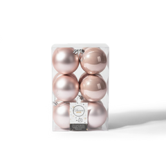 Kaemingk Shatterproof Baubles 8cm Blush Pink Christmas Tree Ornaments 6 Pack