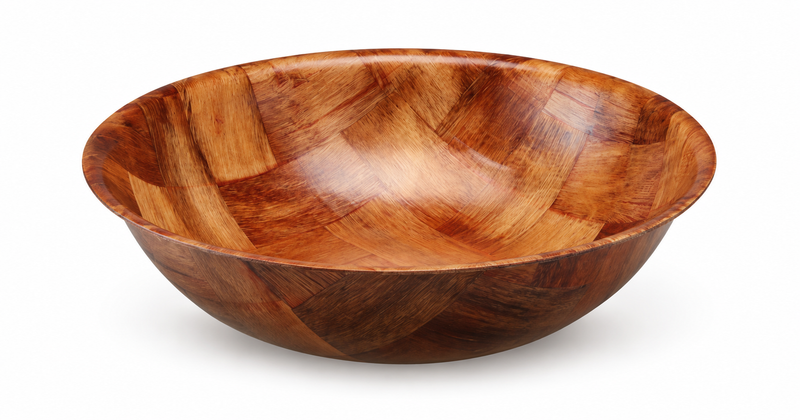 Round Woven Fruit Snack Dessert Salad Weave Wooden Serving Kitchen Bowl