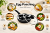 Egg Poacher Pan 4 Cup Non Stick Egg Cooker with Glass Lid Breakfast Pan 20cm