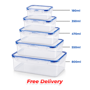 Plastic Food Storage Container & Lid Takeaway Microwave Freezer Safe Storage Boxes