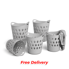 Signature Large Flexible Laundry Basket Grey Clothes Washing Hamper Storage Bin