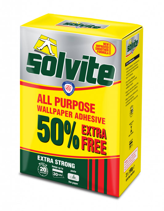 Solvite All Purpose Wallpaper Adhesive 5 Roll + 50% Extra Free