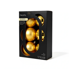 Kaemingk Gold Assorted Christmas Baubles 8cm Pack 6 Recycled Polystyrene Decor