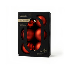 Kaemingk Baubles Polystyrene Christmas Red Pack 6 8cm Assorted Tree Decor